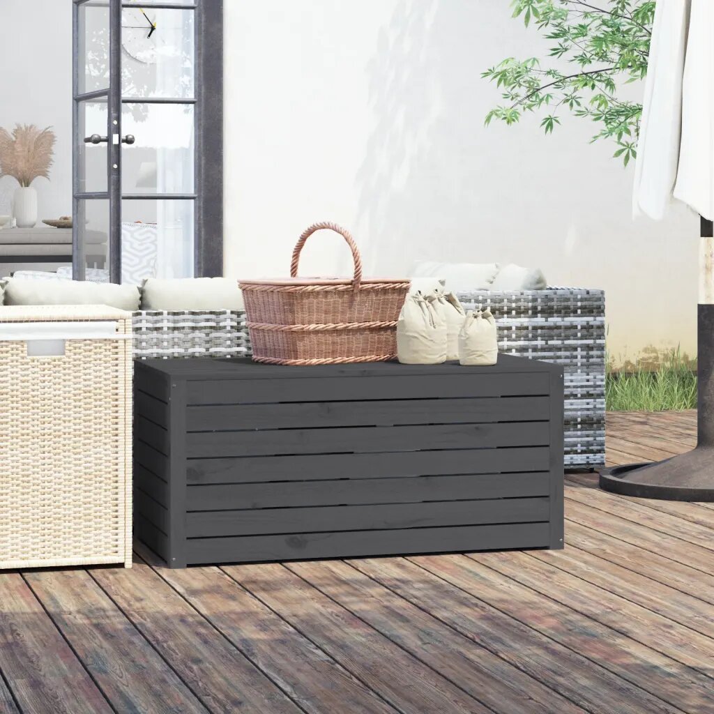 vidaXL Градинска кутия сива 101x505x465 см масивна борова дървесина