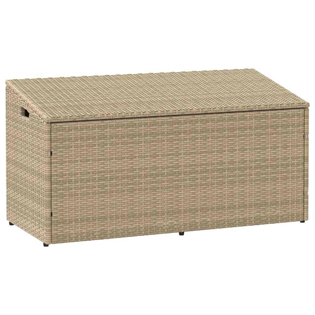 vidaXL Градинска кутия за съхранение бежова 110x50x58 см полиратан