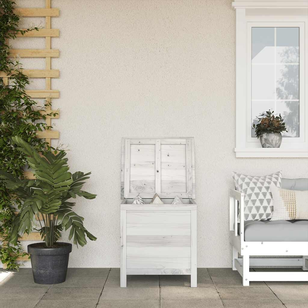 vidaXL Градинска кутия за съхранение бяла 50x49x565 см чам масив