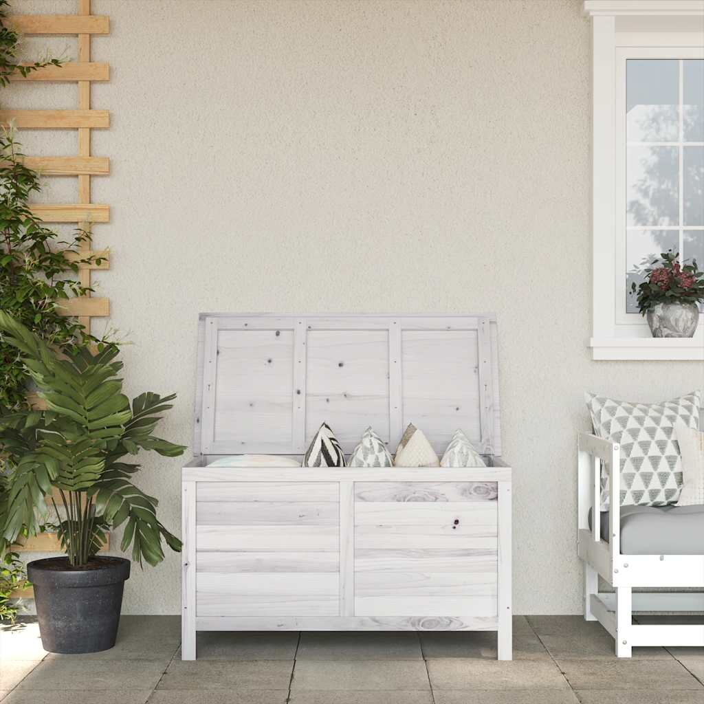 vidaXL Градинска кутия за съхранение бяла 99x495x585 см масивна ела