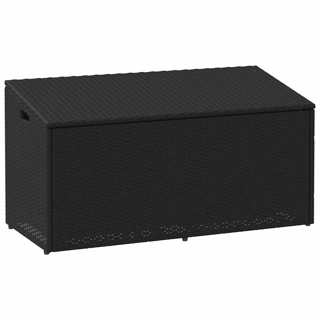 vidaXL Градинска кутия за съхранение черна 110x50x58 см полиратан