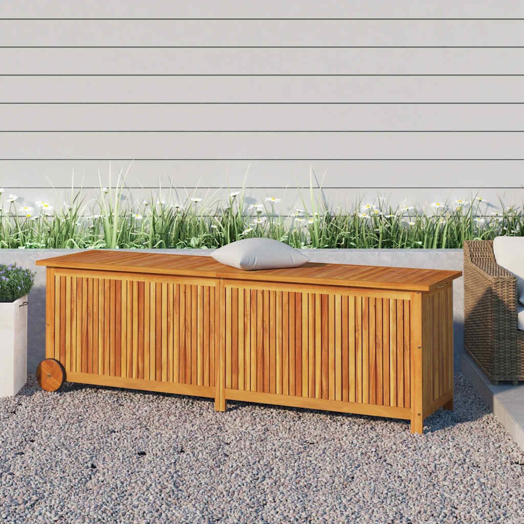 vidaXL Градинска кутия за съхранение колела 150x50x58 см акация масив