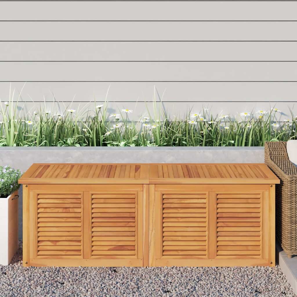 vidaXL Градинска кутия за съхранение с чанта 150x50x55 см тик масив