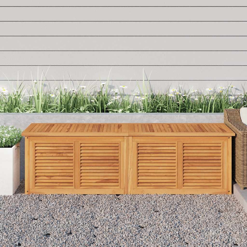 vidaXL Градинска кутия за съхранение с чанта 175x50x55 см тик масив