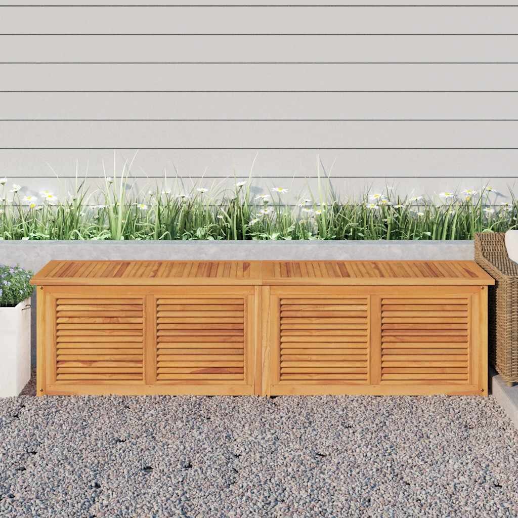 vidaXL Градинска кутия за съхранение с чанта 200x50x55 см тик масив