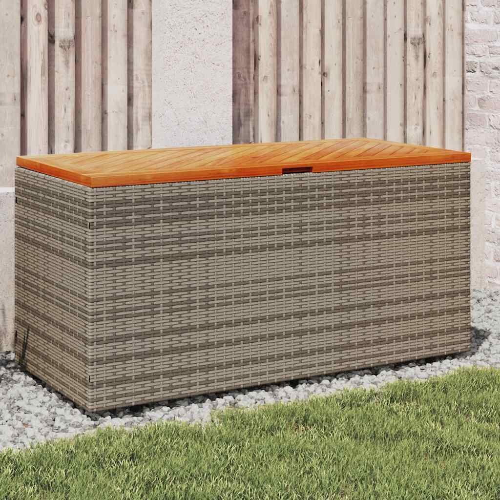 vidaXL Градинска кутия за съхранение сив 110x50x54 см PE ратан акация