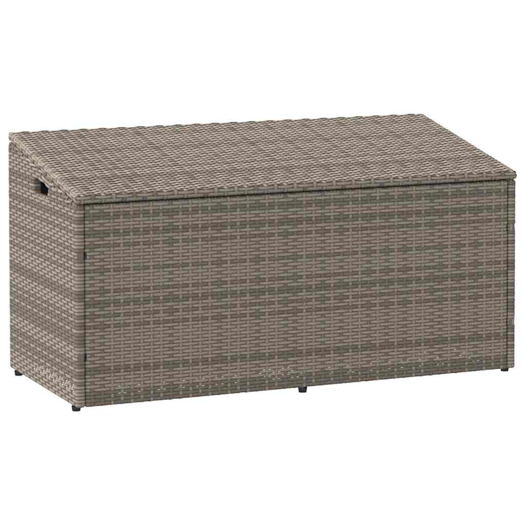 vidaXL Градинска кутия за съхранение сива 110x50x58 см полиратан