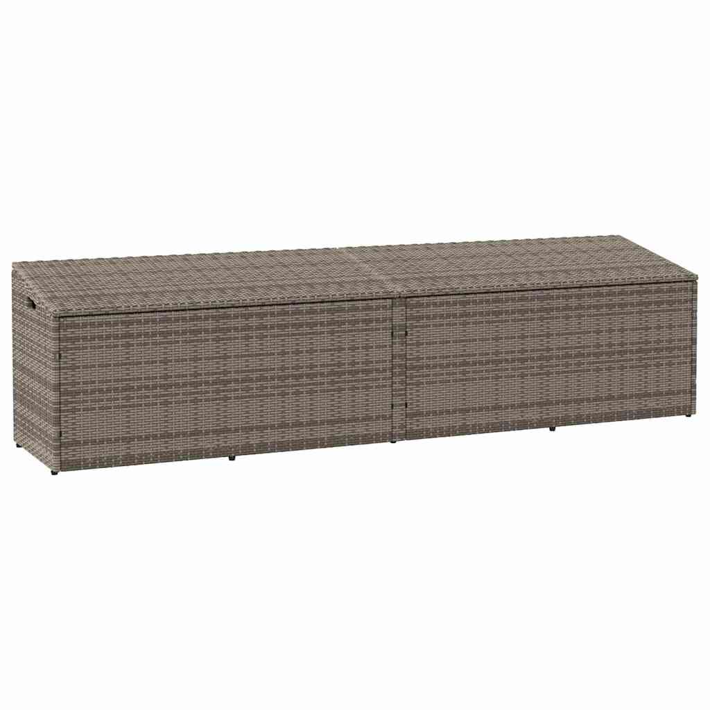 vidaXL Градинска кутия за съхранение сива 220x50x58 см полиратан