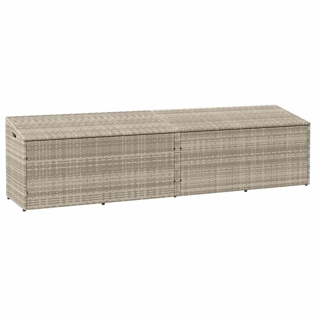 vidaXL Градинска кутия за съхранение светлосива 220x50x58 см полиратан