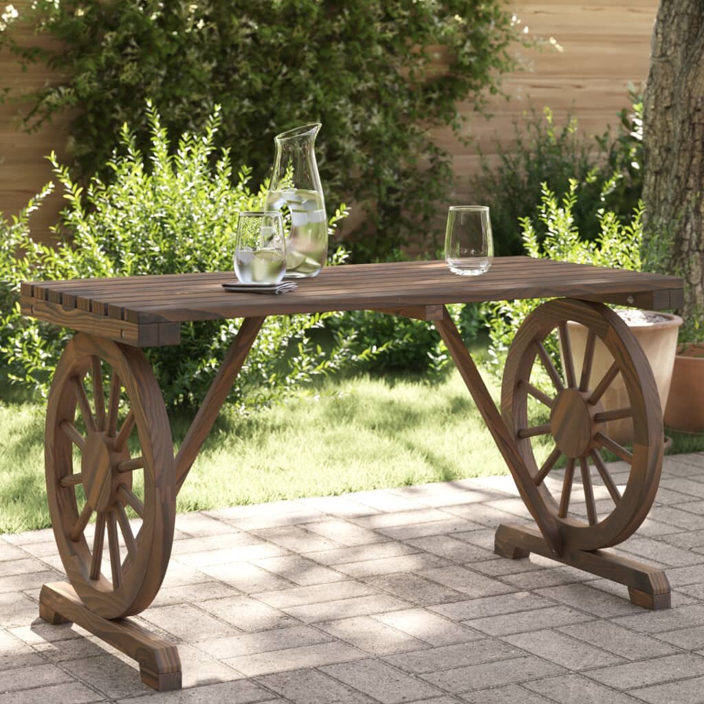 vidaXL Градинска маса 115x55x65 см масивна ела