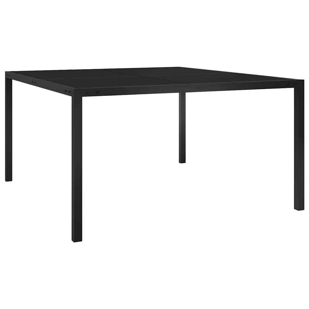 vidaXL Градинска маса 130x130x72 cм черна стомана и стъкло