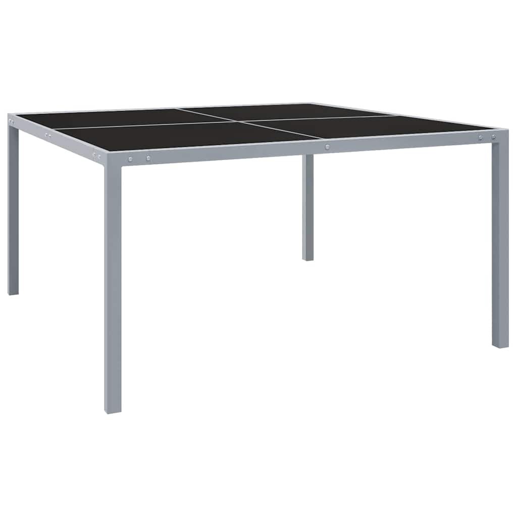 vidaXL Градинска маса 130x130x72 cм сива стомана и стъкло
