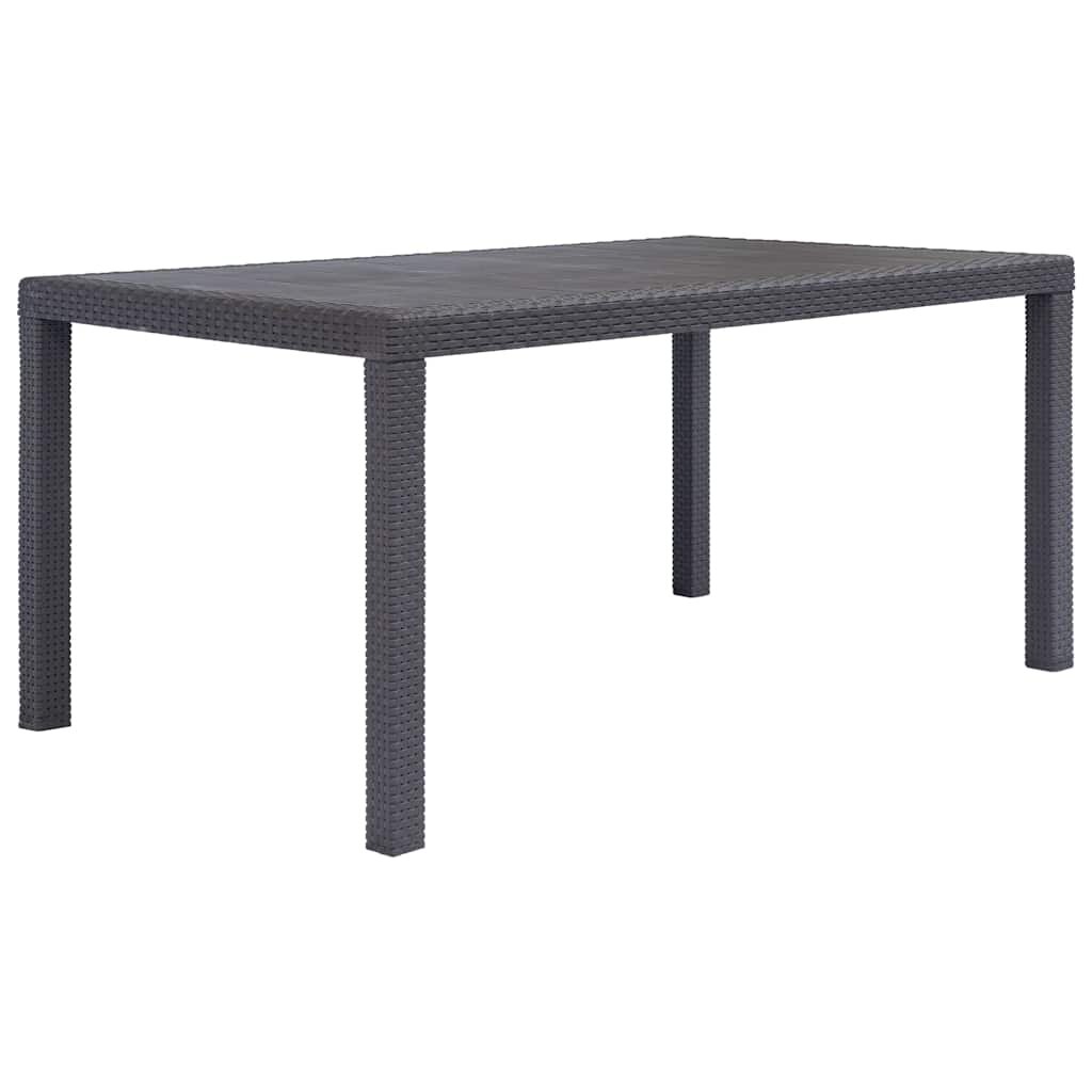 vidaXL Градинска маса 150x90x72 см пластмаса ратанов вид кафява