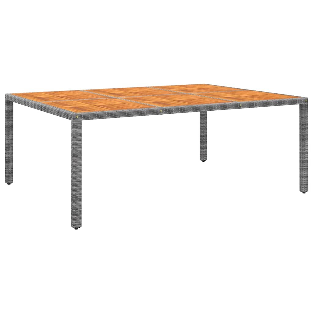 vidaXL Градинска маса 200x150x75 см акациево дърво и полиратан сива