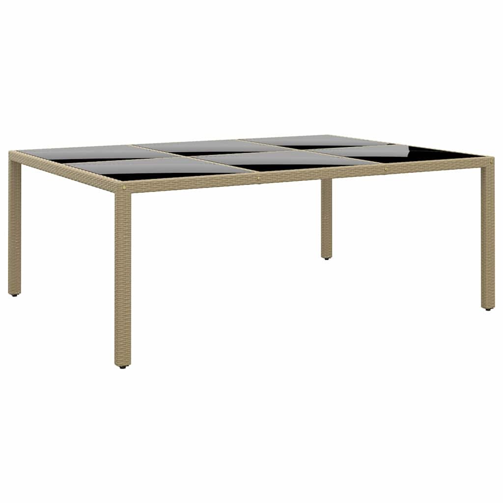 vidaXL Градинска маса 200x150x75 см закалено стъкло и полиратан бежова