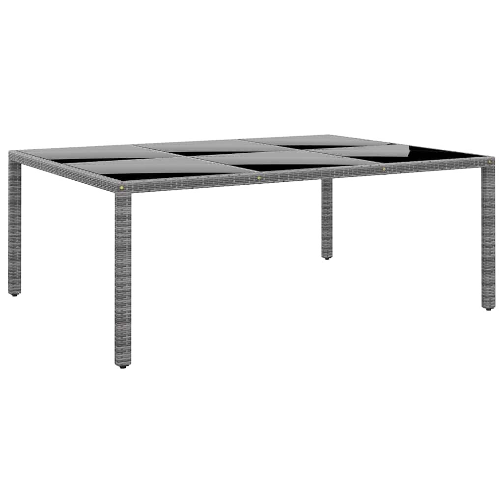 vidaXL Градинска маса 200x150x75 см закалено стъкло и полиратан сива