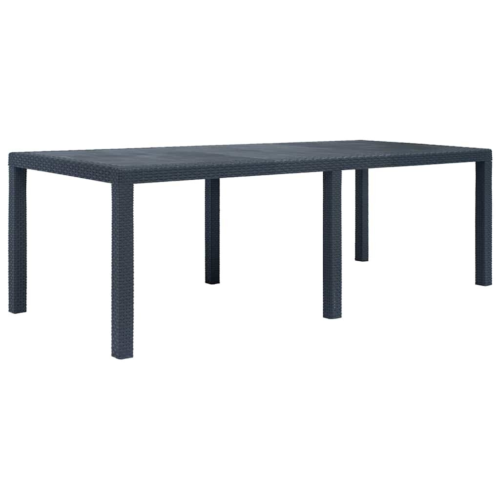 vidaXL Градинска маса 220x90x72 см пластмаса ратанов вид антрацит