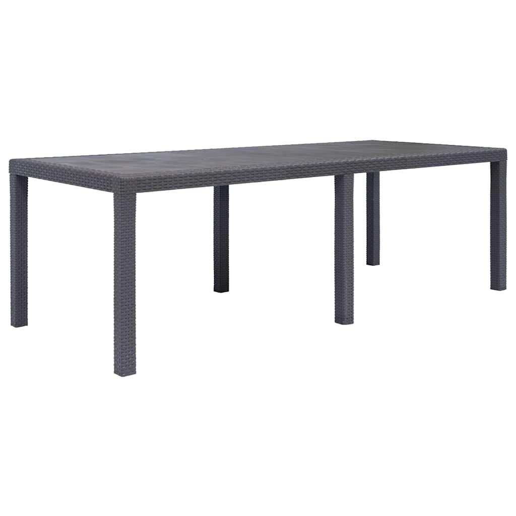 vidaXL Градинска маса 220x90x72 см пластмаса ратанов вид кафява