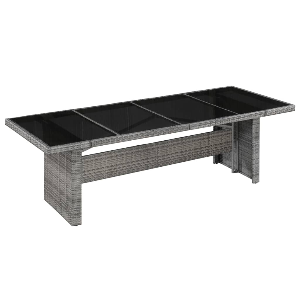 vidaXL Градинска маса 240x90x74 см полиратан и стъкло