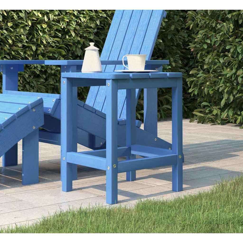 vidaXL Градинска маса Adirondack аква синьо 38x38x46 см HDPE