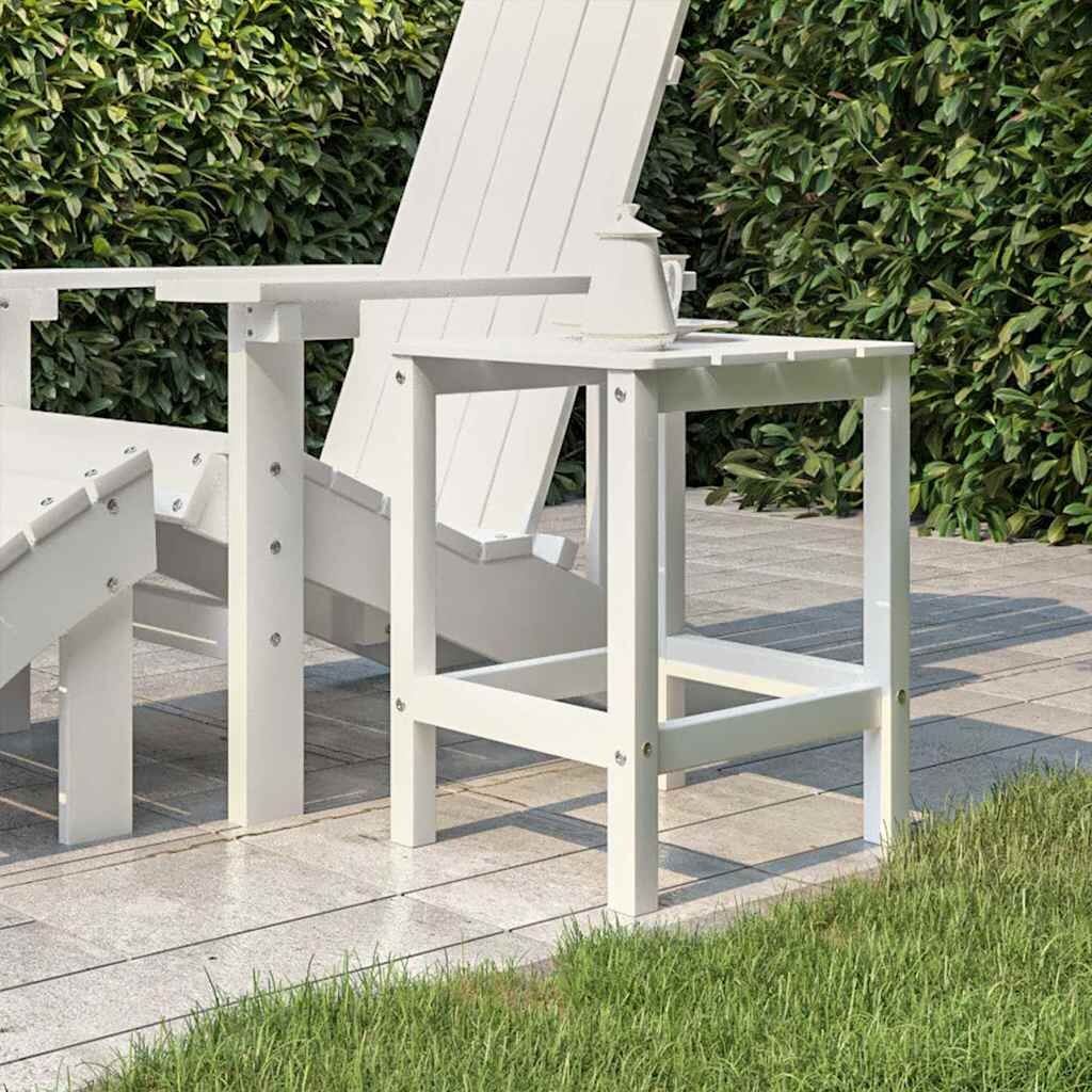 vidaXL Градинска маса "Адирондак" бяла 38x38x46 см HDPE