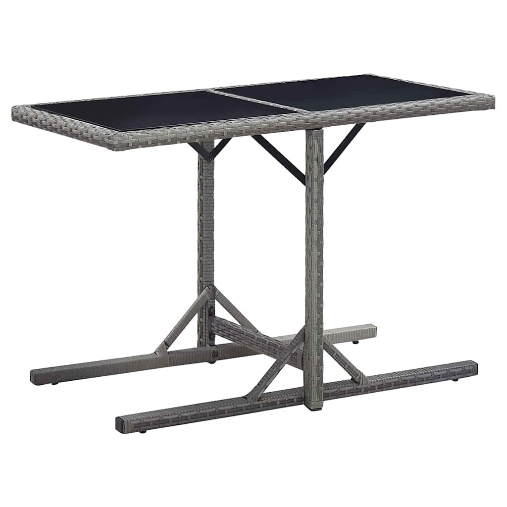 vidaXL Градинска маса антрацит 110x53x72 cм полиратан стъкло