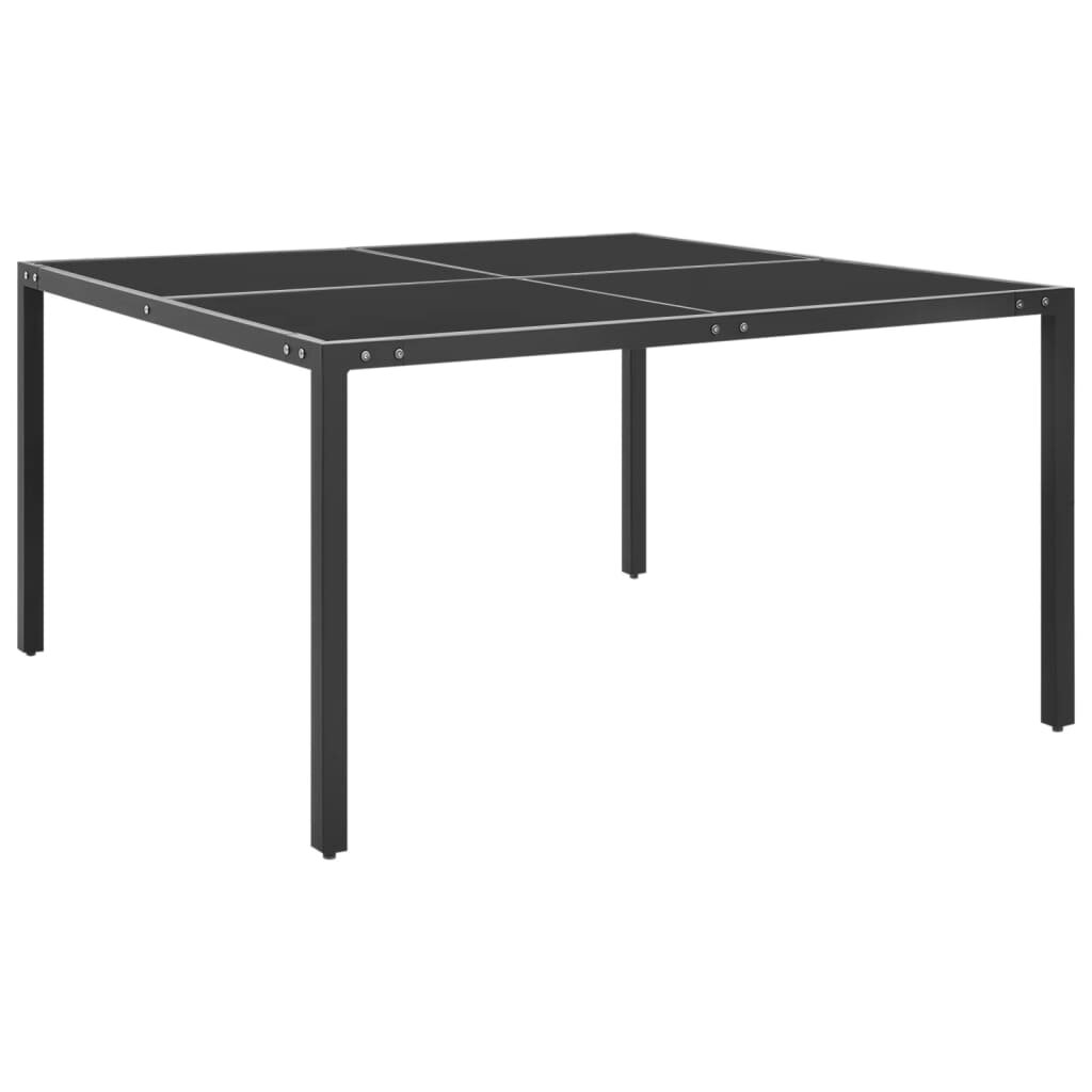 vidaXL Градинска маса антрацит 130x130x72 cм стомана и стъкло