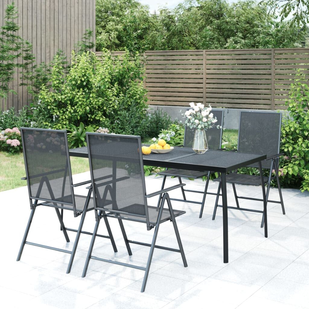 vidaXL Градинска маса антрацит 165x80x72 cм стомана мрежа