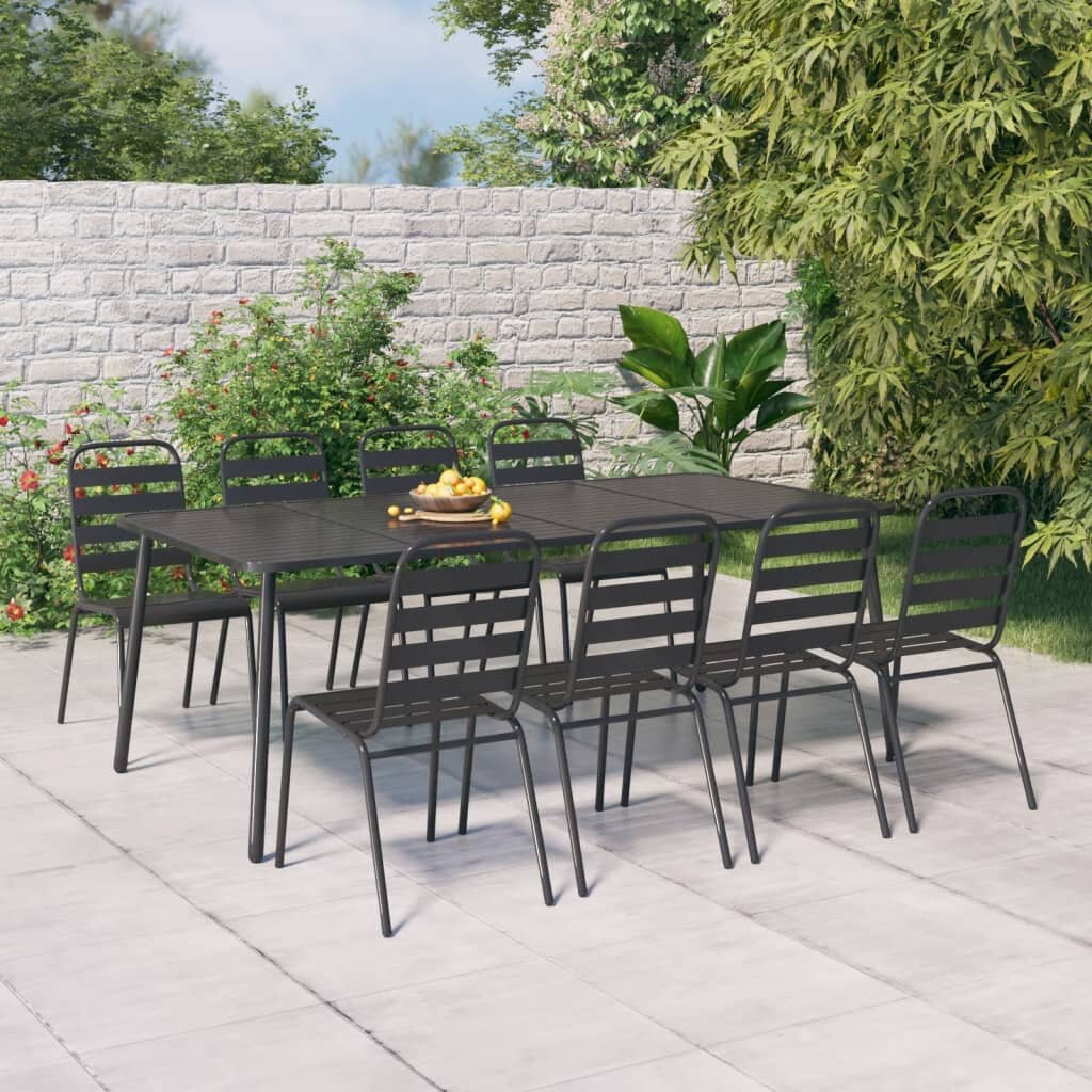 vidaXL Градинска маса антрацит 200x100x71 cм стомана
