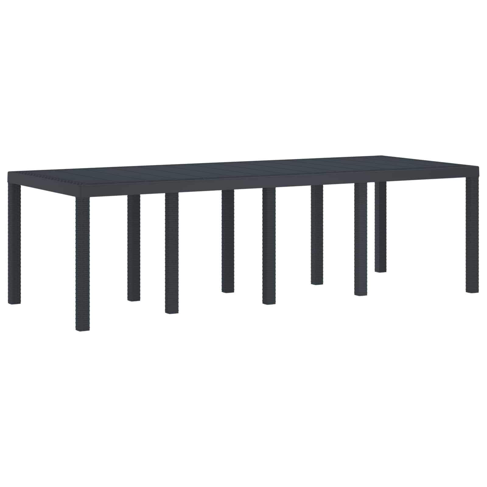 vidaXL Градинска маса Антрацит 250 x 100 x 73 см полиратан