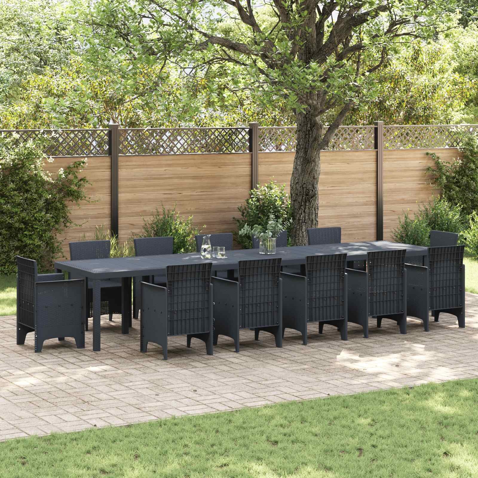 vidaXL Градинска маса Антрацит 400 x 100 x 73 см полиратан