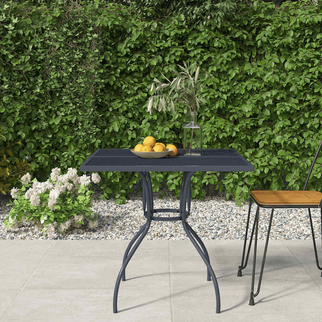 vidaXL Градинска маса антрацит 80x80x725 cм стомана мрежа