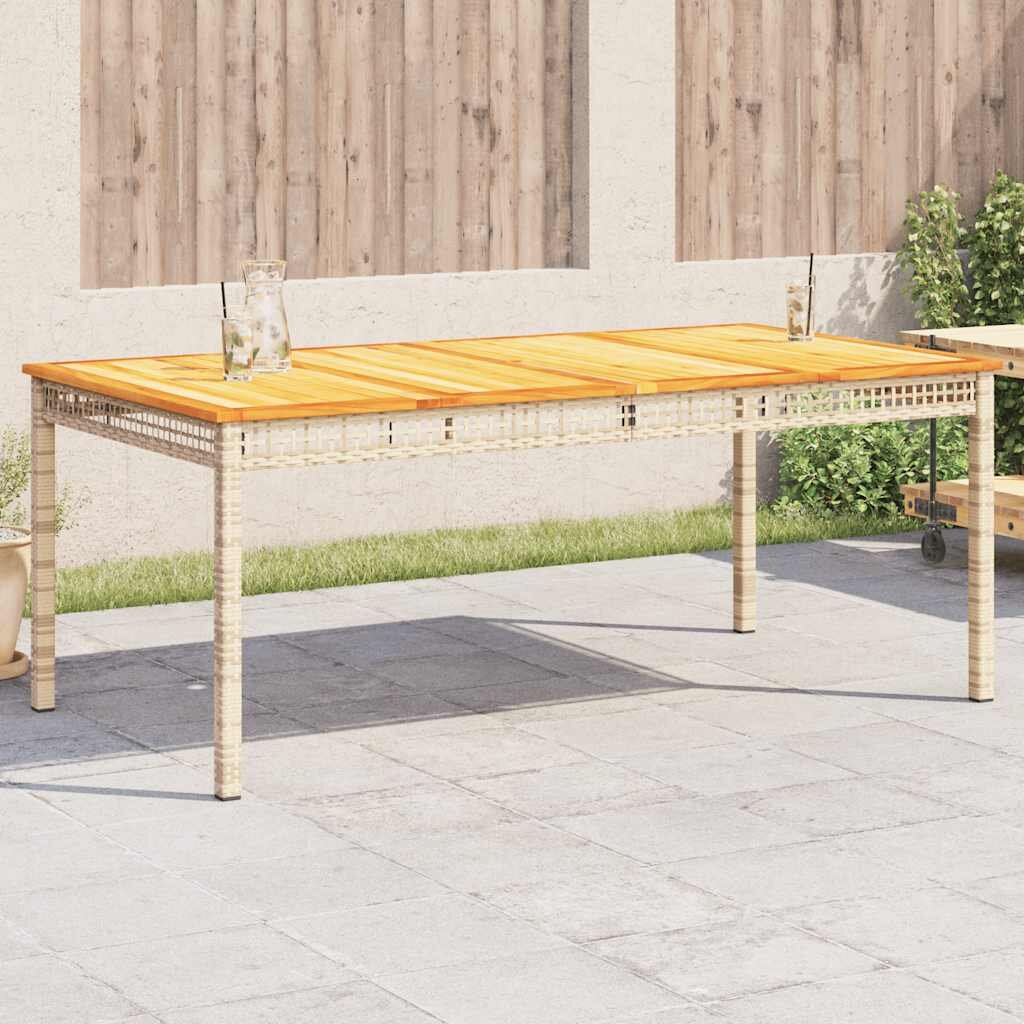 vidaXL Градинска маса бежов 180x90x75 см полиратан и акациево дърво