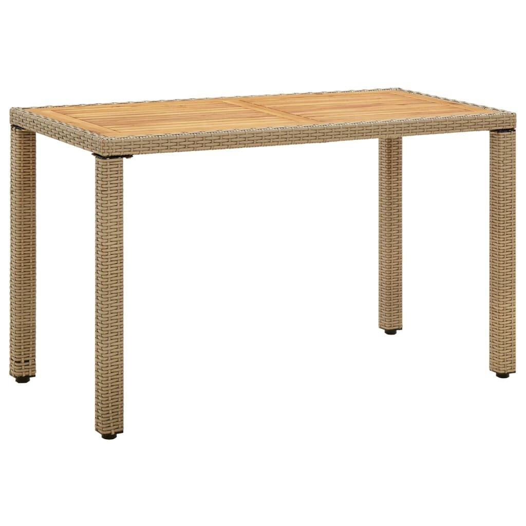 vidaXL Градинска маса бежова 123x60x74 см полиратан и акация масив