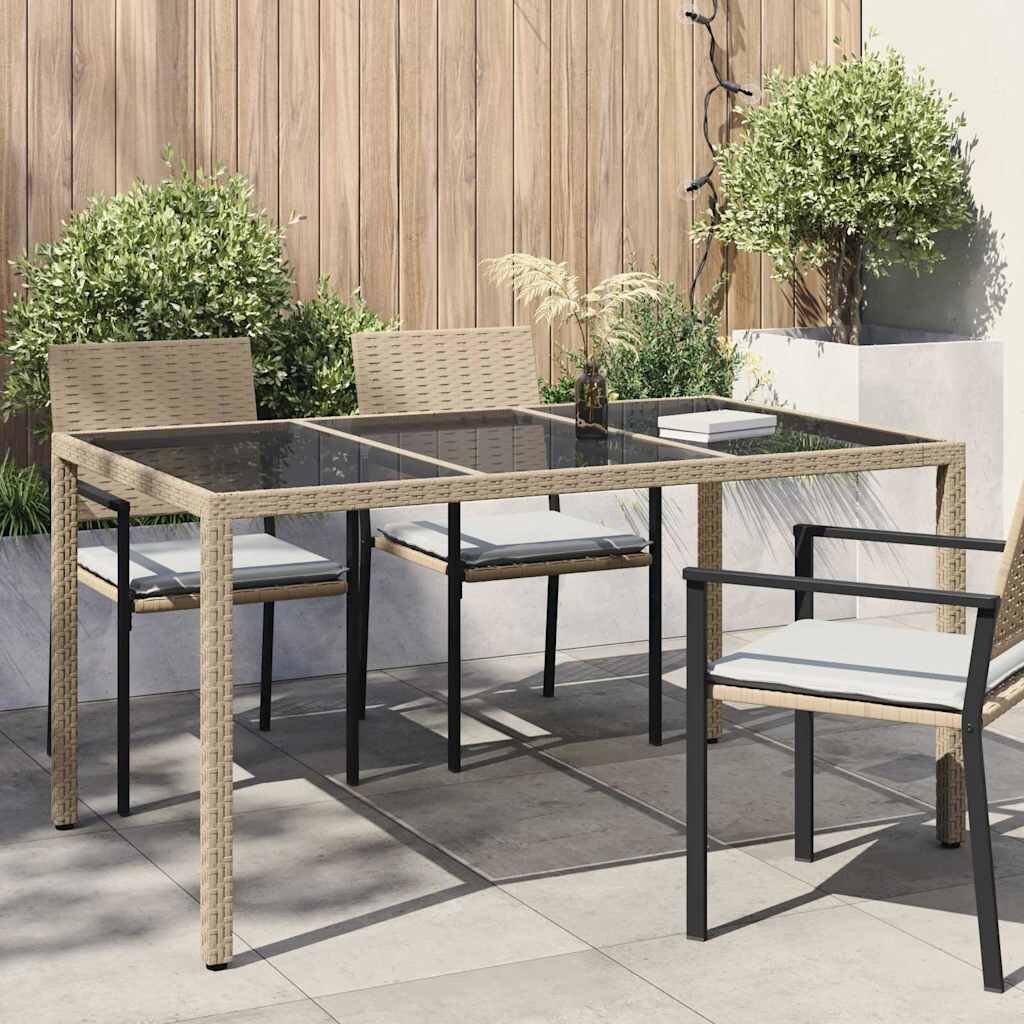 vidaXL Градинска маса Бежово 150 x 90 x 75 cm полиратан
