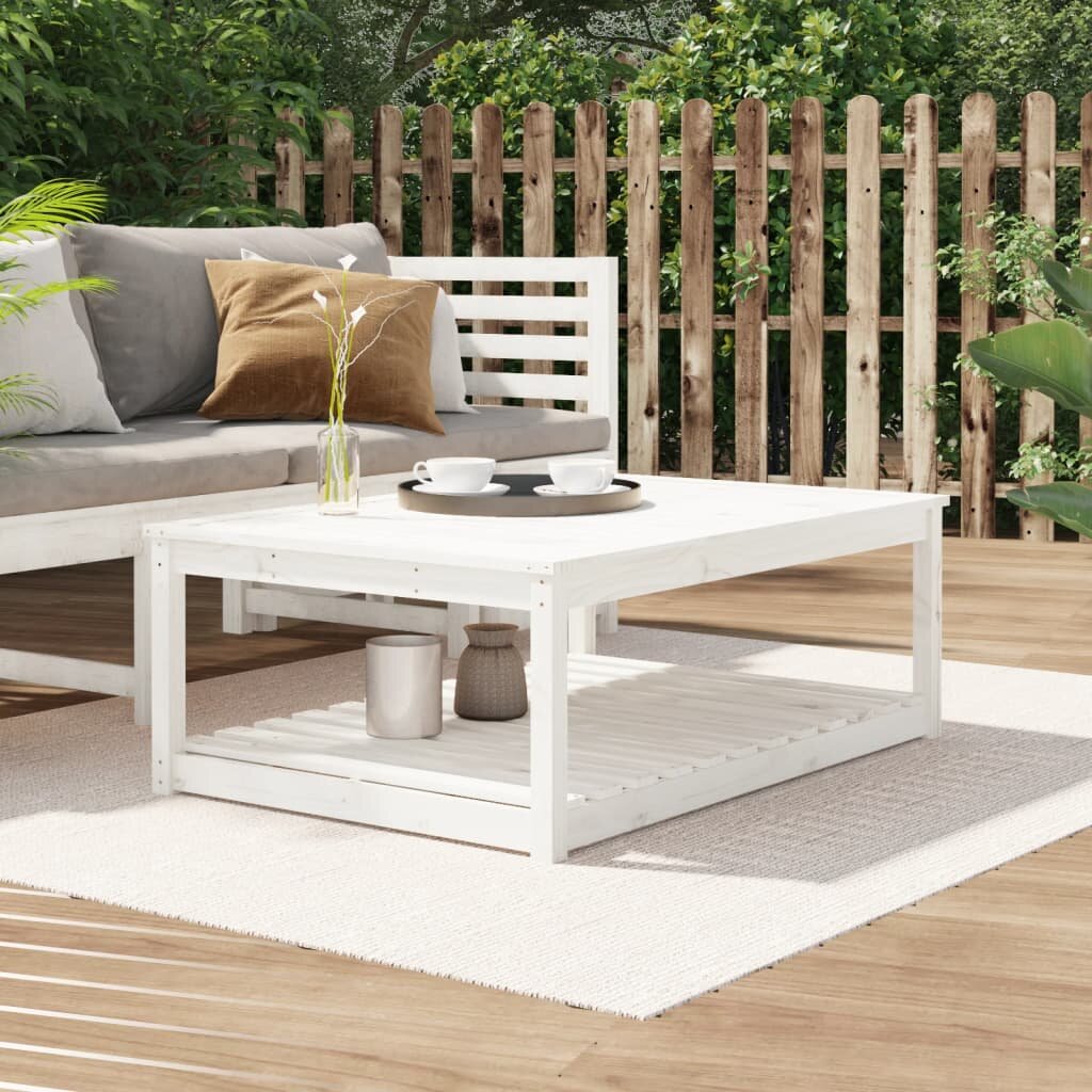 vidaXL Градинска маса бяла 121x825x45 см борово дърво масив