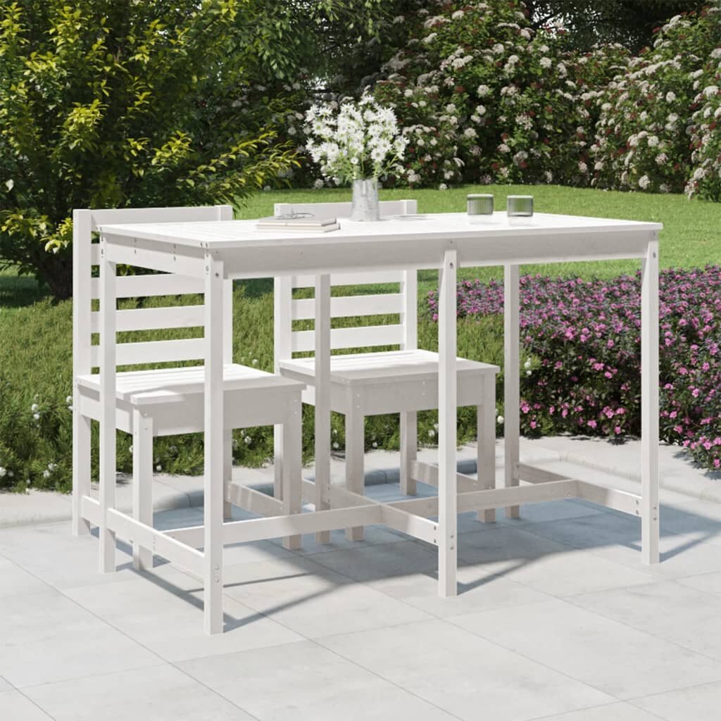 vidaXL Градинска маса бяла 1595x825x110 см борово дърво масив