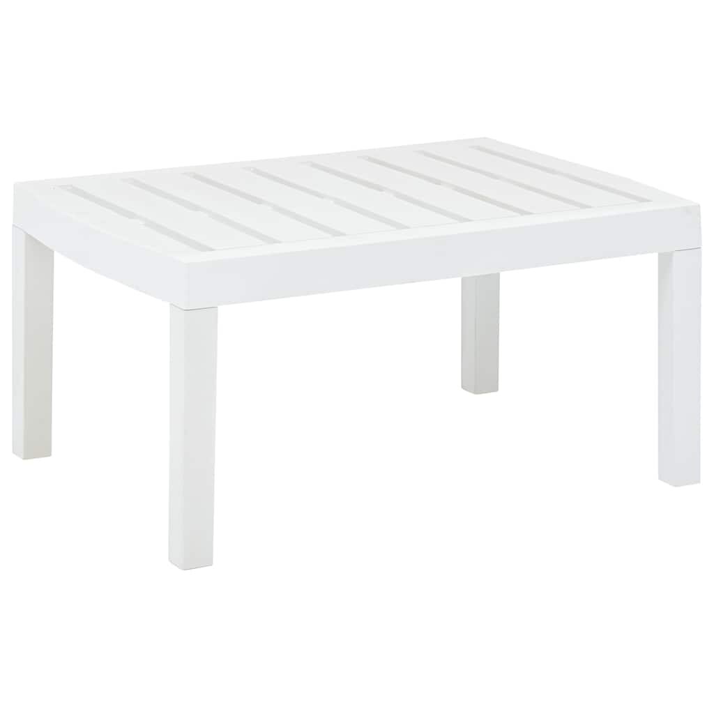 vidaXL Градинска маса бяла 78x55x38 см пластмаса