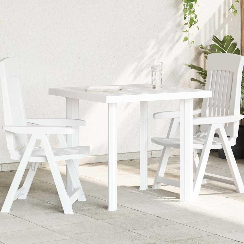 vidaXL Градинска маса бяла 80x75x72 см пластмаса