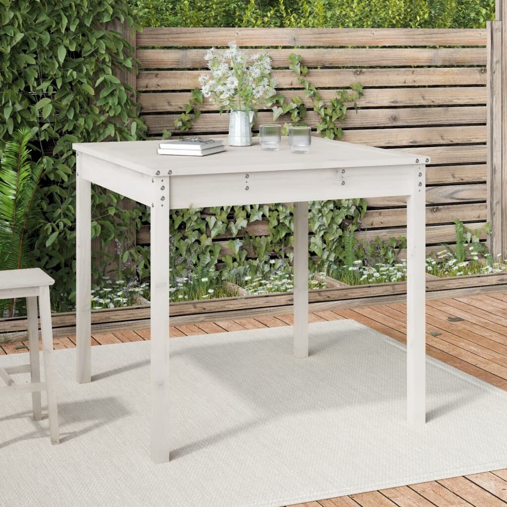 vidaXL Градинска маса бяла 825x825x76 см борово дърво масив