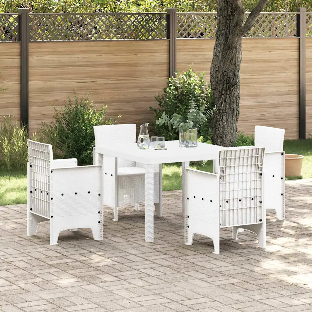 vidaXL Градинска маса Бяло 100 x 100 x 73 см полиратан