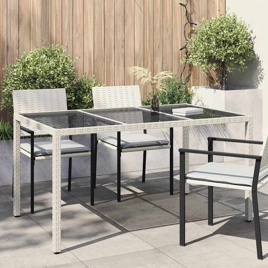 vidaXL Градинска маса Бяло 150 x 90 x 75 cm полиратан