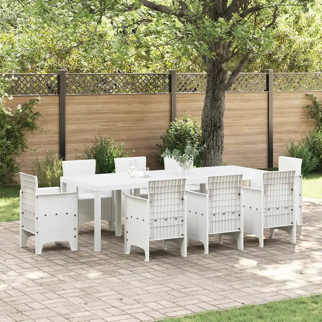 vidaXL Градинска маса Бяло 250 x 100 x 73 см полиратан