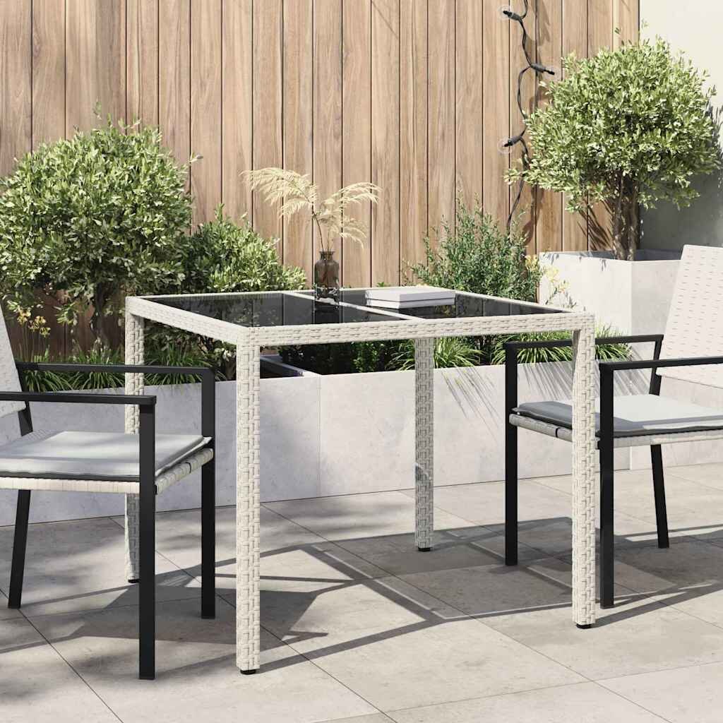 vidaXL Градинска маса Бяло 90 x 90 x 75 cm полиратан
