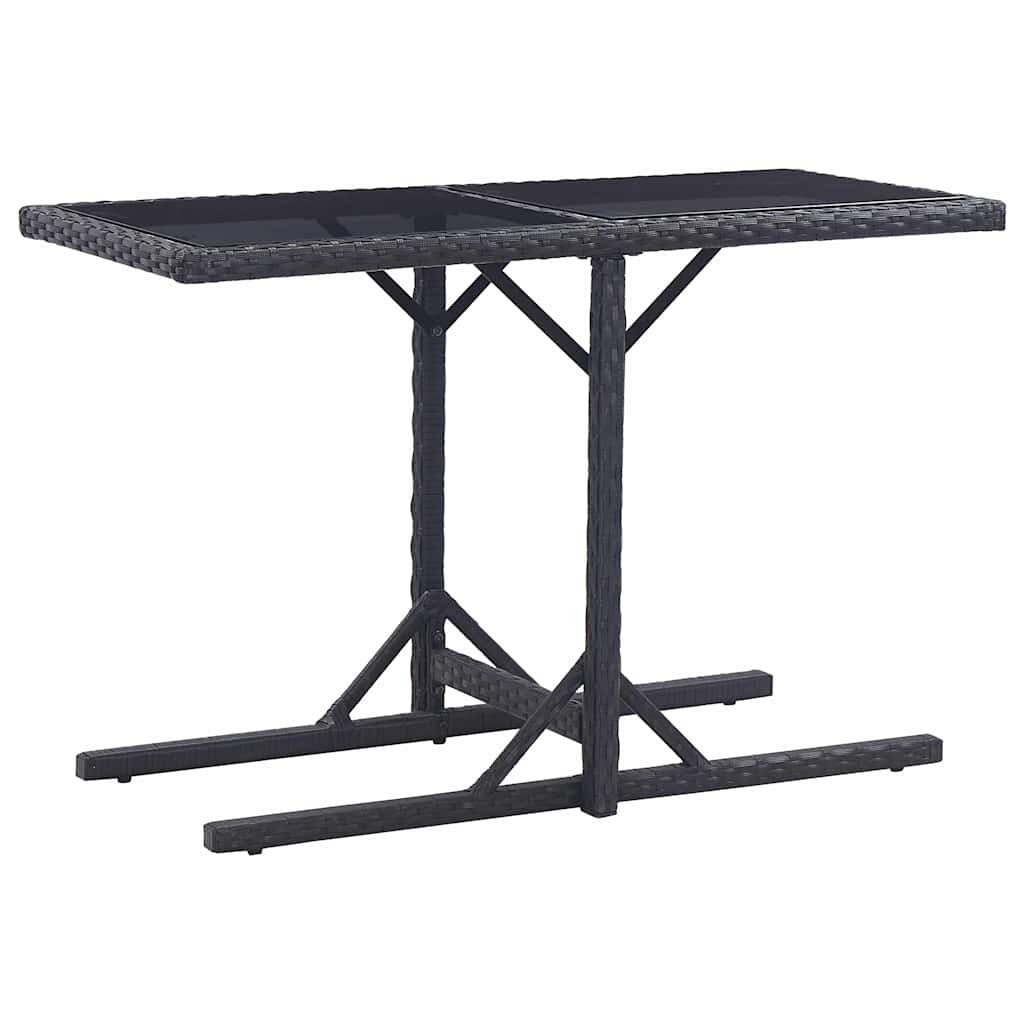 vidaXL Градинска маса черна 110x53x72 cм полиратан стъкло