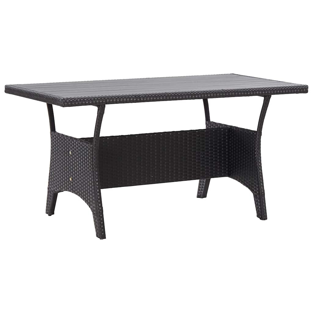 vidaXL Градинска маса черна 130x70x66 cм полиратан