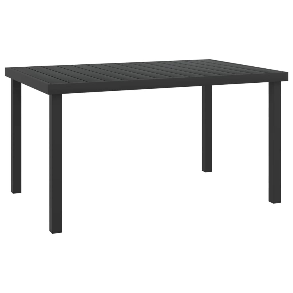 vidaXL Градинска маса черна 140x90x74 см алуминий и WPC