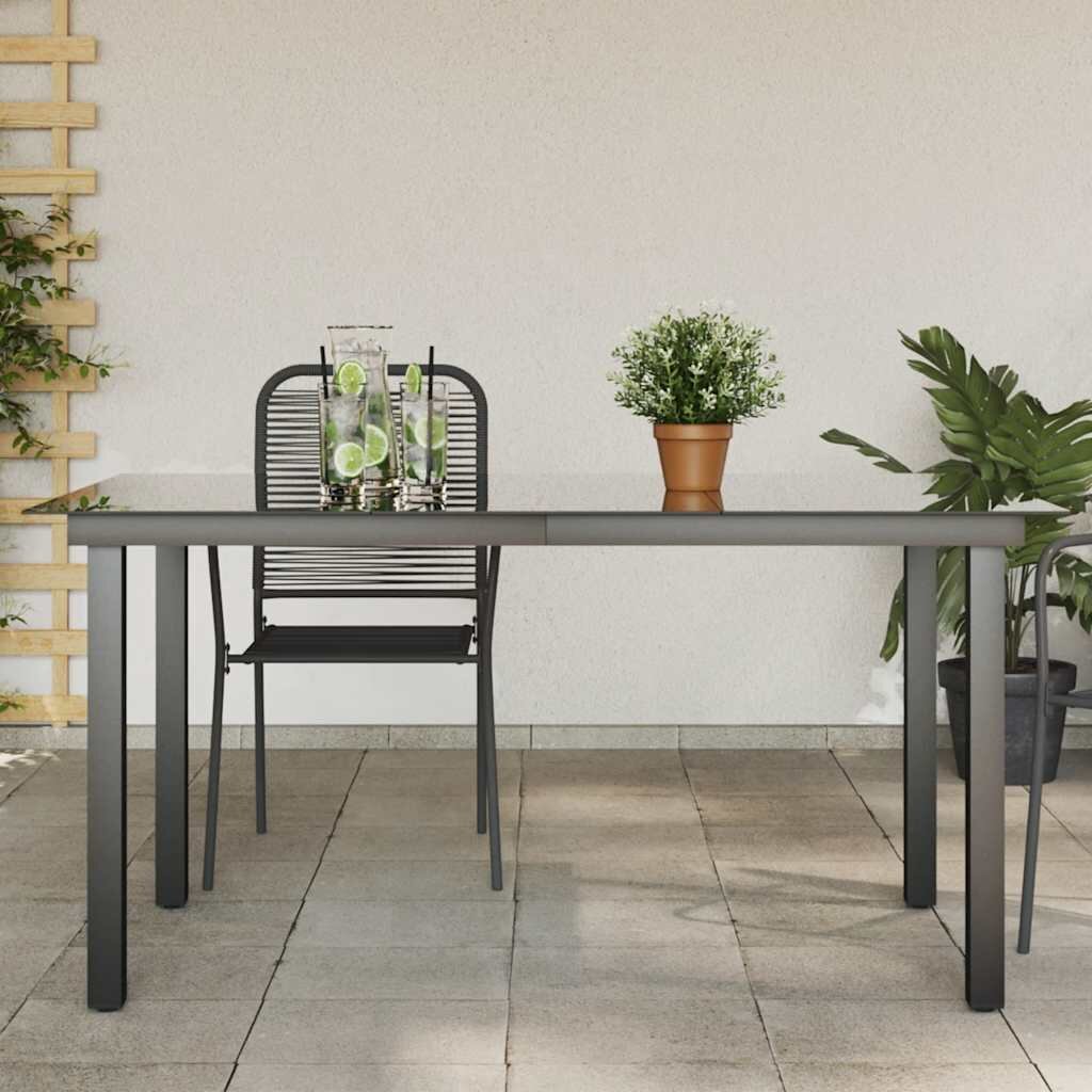 vidaXL Градинска маса черна 150x90x74 см алуминий и стъкло