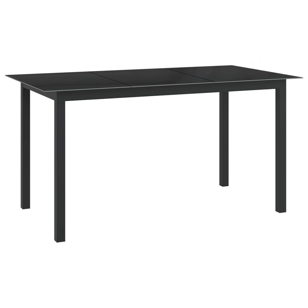 vidaXL Градинска маса черна 150x90x74 см алуминий и стъкло