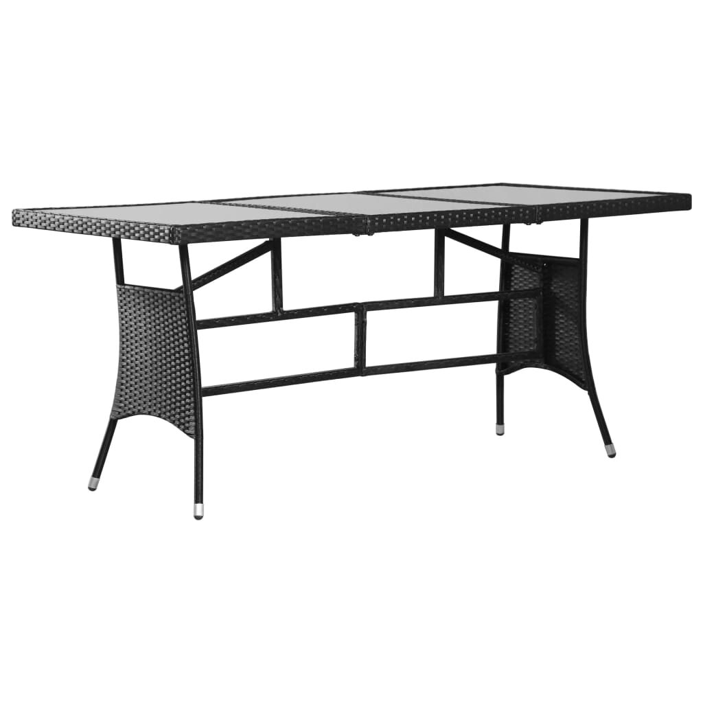 vidaXL Градинска маса черна 170x80x74 см полиратан